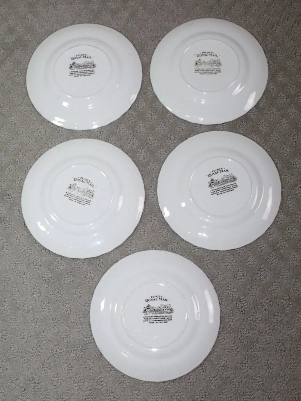 Set of 5 Royal Mail Staffordshire Ware Brown & White 6.75